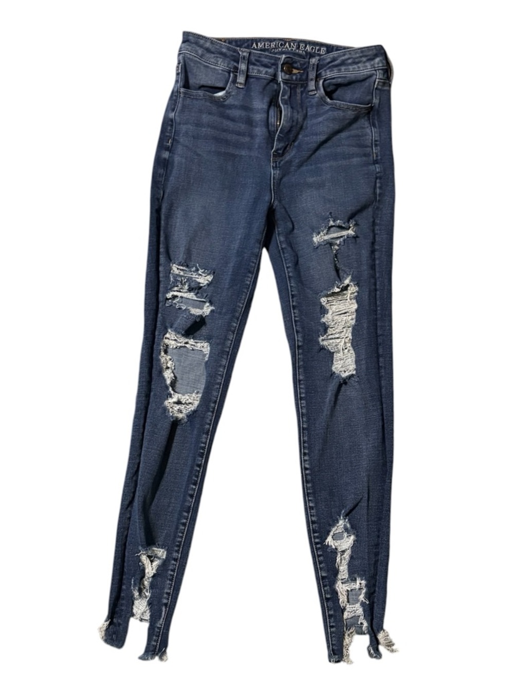 American Eagle Outfitters Dark Blue Distressed Skinny Jeans